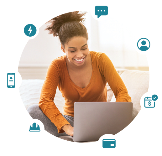 African American woman with a laptop using live chat service